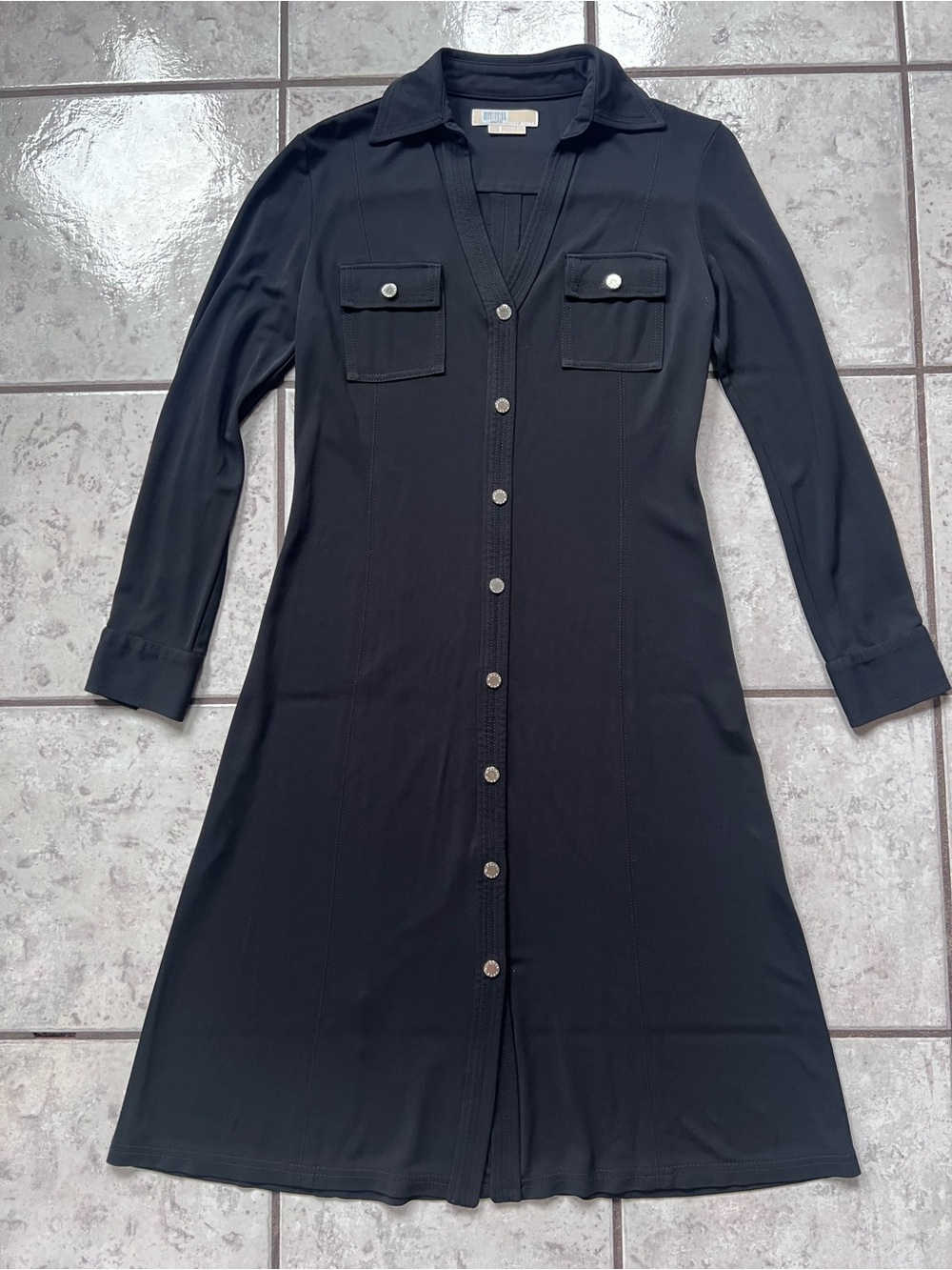 Michael Kors Classic Black Button-Front Shirt Dress
